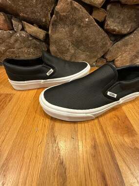 Vans Classic Slip-On Perforated Leather Black White Shoes